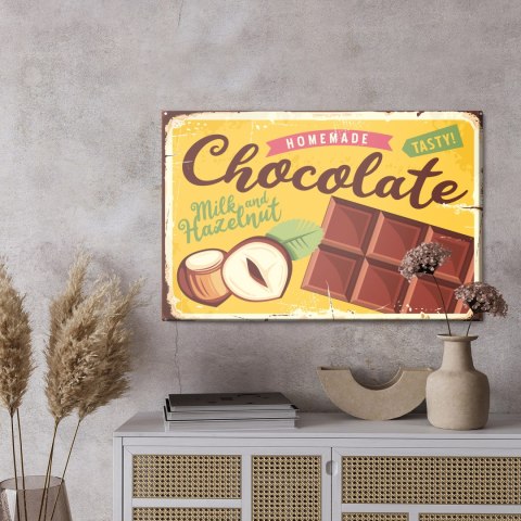 Obraz Na Płótnie Czekolada Z Orzechami I Napisem Retro Canvas Naturalny 100x70 LB-2912-NC100-70