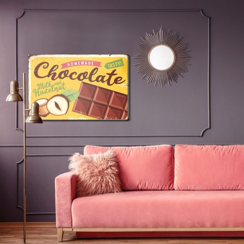 Obraz Na Płótnie Czekolada Z Orzechami I Napisem Retro Canvas Naturalny 100x70 LB-2912-NC100-70