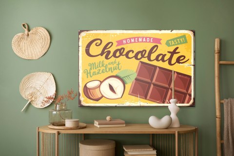 Obraz Na Płótnie Czekolada Z Orzechami I Napisem Retro Canvas Naturalny 100x70 LB-2912-NC100-70