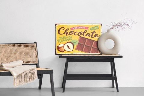 Obraz Na Płótnie Czekolada Z Orzechami I Napisem Retro Canvas Naturalny 100x70 LB-2912-NC100-70