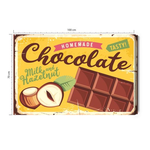 Obraz Na Płótnie Czekolada Z Orzechami I Napisem Retro Canvas Naturalny 100x70 LB-2912-NC100-70