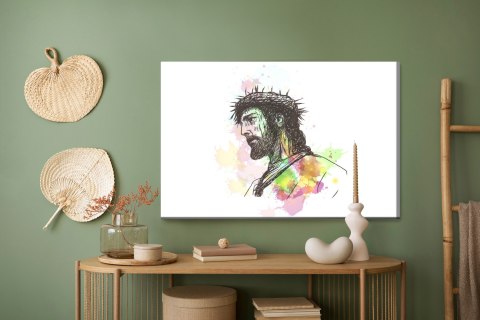 Obraz Na Płótnie Jezus Namalowany Akwarelą Canvas Naturalny 100x70 LB-2534-NC100-70