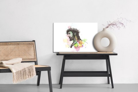 Obraz Na Płótnie Jezus Namalowany Akwarelą Canvas Naturalny 100x70 LB-2534-NC100-70