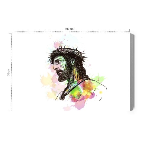 Obraz Na Płótnie Jezus Namalowany Akwarelą Canvas Naturalny 100x70 LB-2534-NC100-70