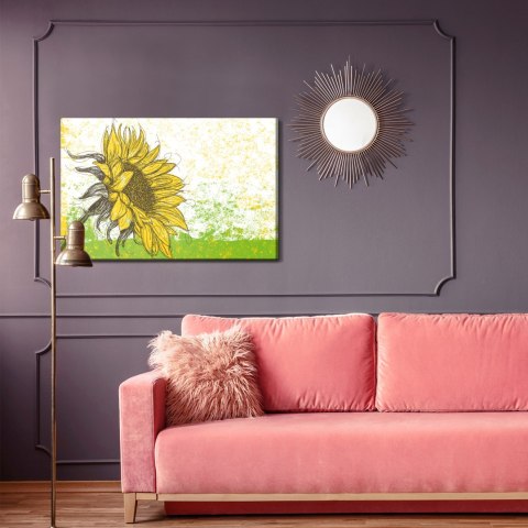 Obraz Na Płótnie Rysowany Słonecznik W Stylu Retro Canvas Naturalny 100x70 LB-2784-NC100-70