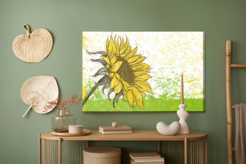 Obraz Na Płótnie Rysowany Słonecznik W Stylu Retro Canvas Naturalny 100x70 LB-2784-NC100-70