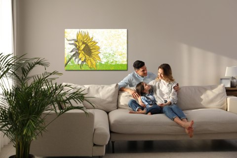 Obraz Na Płótnie Rysowany Słonecznik W Stylu Retro Canvas Naturalny 100x70 LB-2784-NC100-70