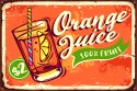 Obraz Na Płótnie Sok Pomarańczowy I Napis Retro Canvas Naturalny 100x70 LB-2918-NC100-70