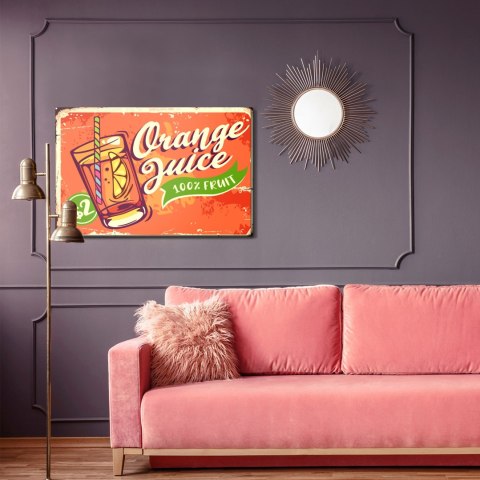 Obraz Na Płótnie Sok Pomarańczowy I Napis Retro Canvas Naturalny 100x70 LB-2918-NC100-70