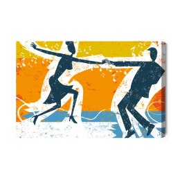 Obraz Na Płótnie Tańcząca Para Na Abstrakcyjnym Tle Retro Canvas Naturalny 100x70 LB-2781-NC100-70