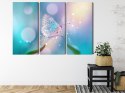 Obraz Wieloczęściowy Delikatny Motyl Na Źdźble Trawy W Skali Makro Canvas 120x80 LBS-3963-C120-80_3X40-80