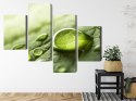 Obraz Wieloczęściowy Krople Wody Na Liściu W Skali Makro Canvas 120x75 LBS-3681-C120-75_2X30-75_2X30-45