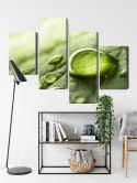 Obraz Wieloczęściowy Krople Wody Na Liściu W Skali Makro Canvas 120x75 LBS-3681-C120-75_2X30-75_2X30-45