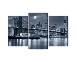 Obraz Wieloczęściowy Nocna Panorama Nowego Jorku Z Księżycem Na Niebie Canvas 120x80 LBS-2566-C120-80_1X40-80_2X40-60