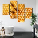 Obraz Wieloczęściowy Pszczoły Na Plastrze Miodu Canvas Naturalny 80x50 LBS-3891-NC80-50_2X20-50_2X20-30