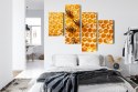 Obraz Wieloczęściowy Pszczoły Na Plastrze Miodu Canvas Naturalny 80x50 LBS-3891-NC80-50_2X20-50_2X20-30
