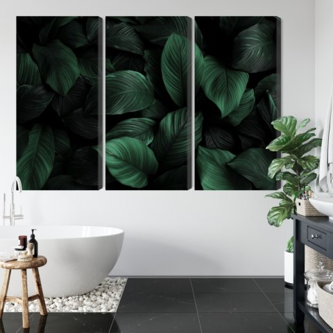 Obraz Wieloczęściowy Zielone Liście W Skali Makro Canvas 120x80 LBS-3713-C120-80_3X40-80