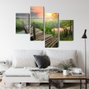 Obraz Wieloczęściowy Łąka O Świcie Canvas 120x75 LBS-4641-C120-75_2X30-75_2X30-45