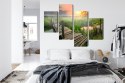 Obraz Wieloczęściowy Łąka O Świcie Canvas 120x75 LBS-4641-C120-75_2X30-75_2X30-45