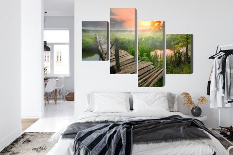 Obraz Wieloczęściowy Łąka O Świcie Canvas 120x75 LBS-4641-C120-75_2X30-75_2X30-45