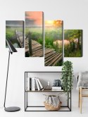 Obraz Wieloczęściowy Łąka O Świcie Canvas 120x75 LBS-4641-C120-75_2X30-75_2X30-45