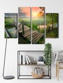 Obraz Wieloczęściowy Łąka O Świcie Canvas 80x60 LBS-4640-C80-60_2X20-60_2X20-40