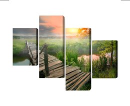 Obraz Wieloczęściowy Łąka O Świcie Canvas Naturalny 80x50 LBS-4641-NC80-50_2X20-50_2X20-30