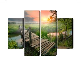 Obraz Wieloczęściowy Łąka O Świcie Canvas Naturalny 80x60 LBS-4640-NC80-60_2X20-60_2X20-40