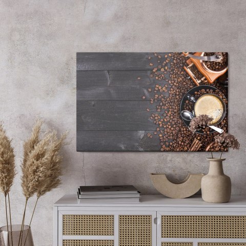 Obraz Na Płótnie Czarna Filiżanka Kawy Canvas Naturalny 100x70 LB-2662-NC100-70