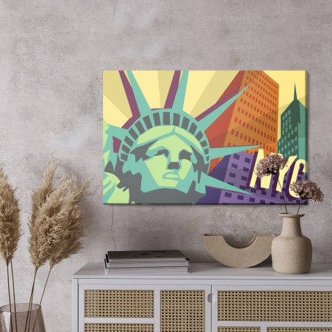 Obraz Na Płótnie Kolorowy Nowy Jork W Stylu Retro Canvas Naturalny 100x70 LB-2772-NC100-70