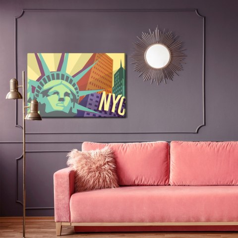 Obraz Na Płótnie Kolorowy Nowy Jork W Stylu Retro Canvas Naturalny 100x70 LB-2772-NC100-70