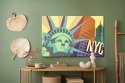 Obraz Na Płótnie Kolorowy Nowy Jork W Stylu Retro Canvas Naturalny 100x70 LB-2772-NC100-70