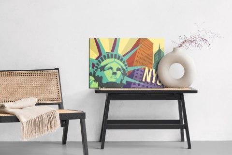 Obraz Na Płótnie Kolorowy Nowy Jork W Stylu Retro Canvas Naturalny 100x70 LB-2772-NC100-70
