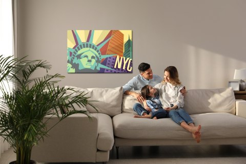 Obraz Na Płótnie Kolorowy Nowy Jork W Stylu Retro Canvas Naturalny 100x70 LB-2772-NC100-70