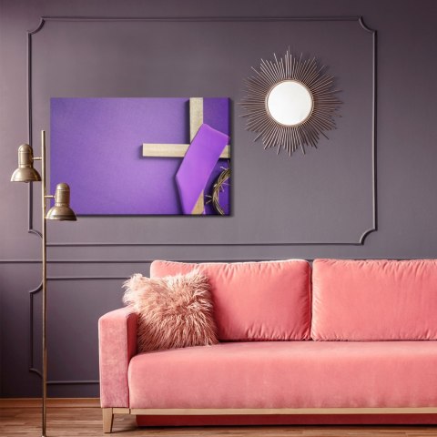 Obraz Na Płótnie Krzyż Na Fioletowym Tle Canvas Naturalny 100x70 LB-2591-NC100-70