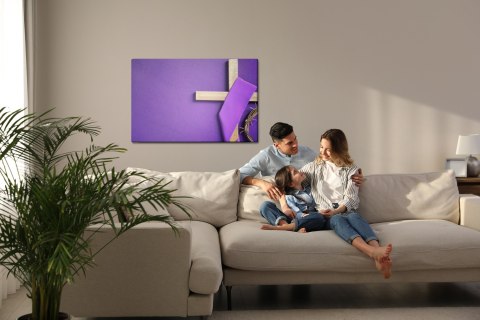 Obraz Na Płótnie Krzyż Na Fioletowym Tle Canvas Naturalny 100x70 LB-2591-NC100-70