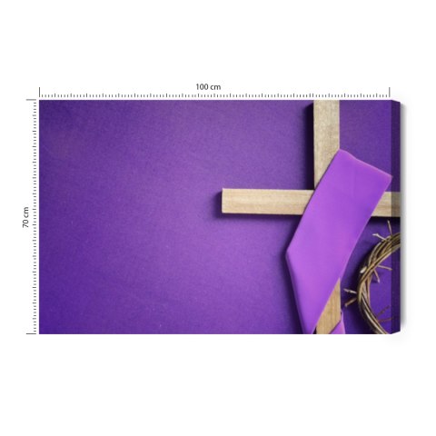 Obraz Na Płótnie Krzyż Na Fioletowym Tle Canvas Naturalny 100x70 LB-2591-NC100-70