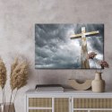Obraz Na Płótnie Krzyż Na Tle Chmur Canvas Naturalny 100x70 LB-2546-NC100-70