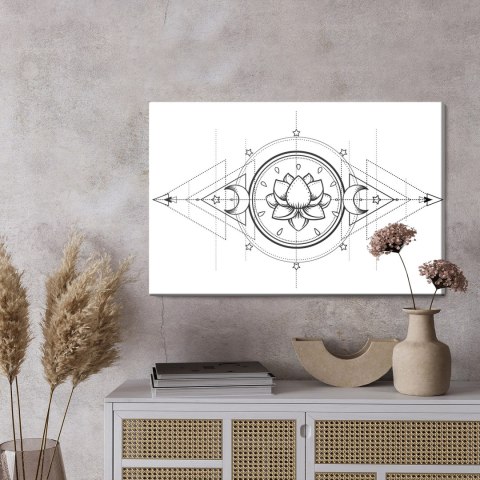 Obraz Na Płótnie Lotos I Święta Geometria Canvas Naturalny 100x70 LB-2533-NC100-70
