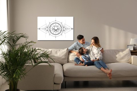 Obraz Na Płótnie Lotos I Święta Geometria Canvas Naturalny 100x70 LB-2533-NC100-70