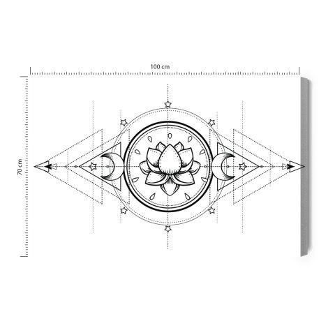 Obraz Na Płótnie Lotos I Święta Geometria Canvas Naturalny 100x70 LB-2533-NC100-70