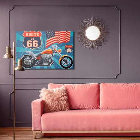Obraz Na Płótnie Motocykl Z Amerykańską Flagą W Stylu Vintage Canvas Naturalny 100x70 LB-2817-NC100-70