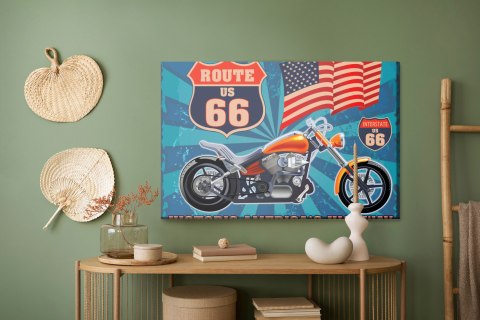 Obraz Na Płótnie Motocykl Z Amerykańską Flagą W Stylu Vintage Canvas Naturalny 100x70 LB-2817-NC100-70