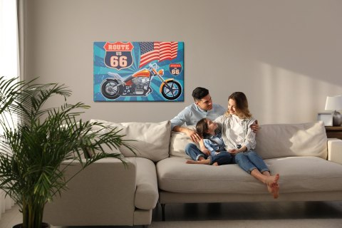 Obraz Na Płótnie Motocykl Z Amerykańską Flagą W Stylu Vintage Canvas Naturalny 100x70 LB-2817-NC100-70