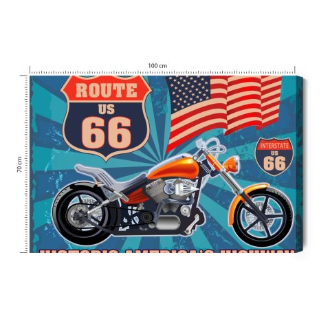 Obraz Na Płótnie Motocykl Z Amerykańską Flagą W Stylu Vintage Canvas Naturalny 100x70 LB-2817-NC100-70