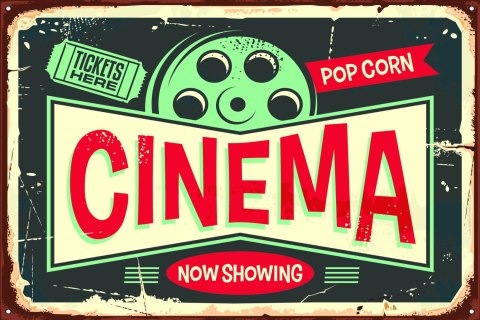 Obraz Na Płótnie Napisy Do Kina Retro Canvas Naturalny 100x70 LB-2819-NC100-70