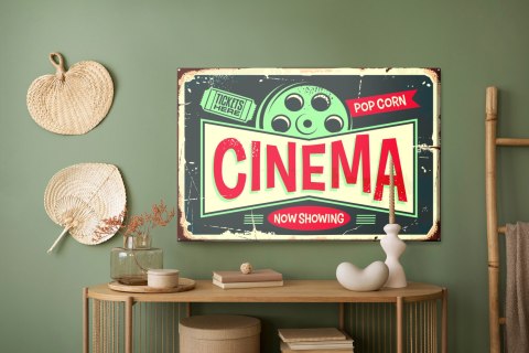 Obraz Na Płótnie Napisy Do Kina Retro Canvas Naturalny 100x70 LB-2819-NC100-70