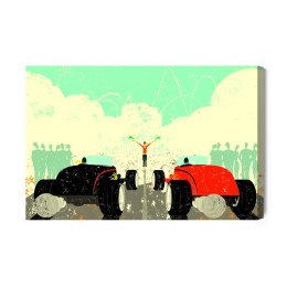 Obraz Na Płótnie Wyścig Samochodów Retro Canvas Naturalny 100x70 LB-2783-NC100-70