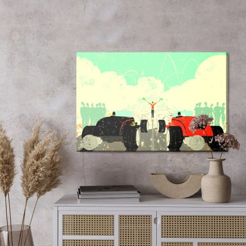 Obraz Na Płótnie Wyścig Samochodów Retro Canvas Naturalny 100x70 LB-2783-NC100-70