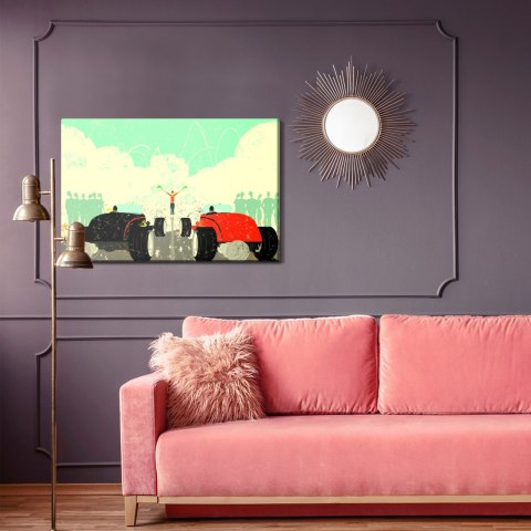 Obraz Na Płótnie Wyścig Samochodów Retro Canvas Naturalny 100x70 LB-2783-NC100-70